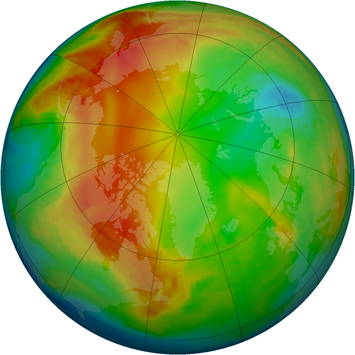 Arctic ozone map for 19 January 1991